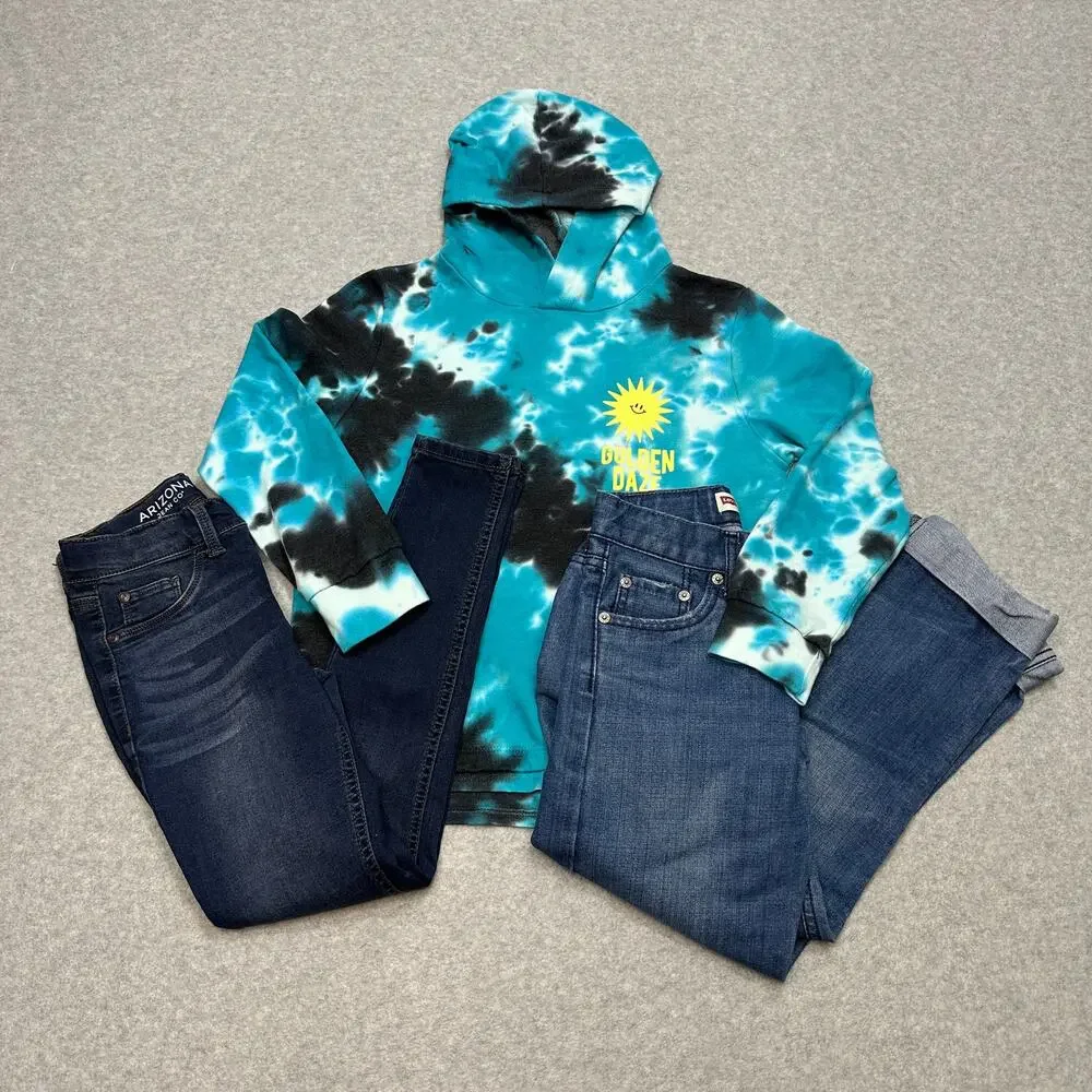Bundle of 3 Girls 8/10 Levi's 514 Skinny Jeans Arizona Jeans Art Class Hoodie